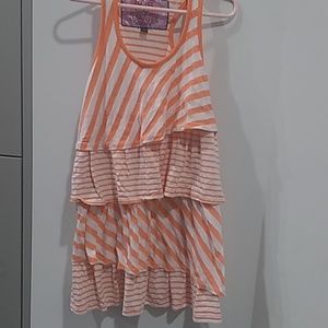 Top sleeveless Girl top with flares pink and white